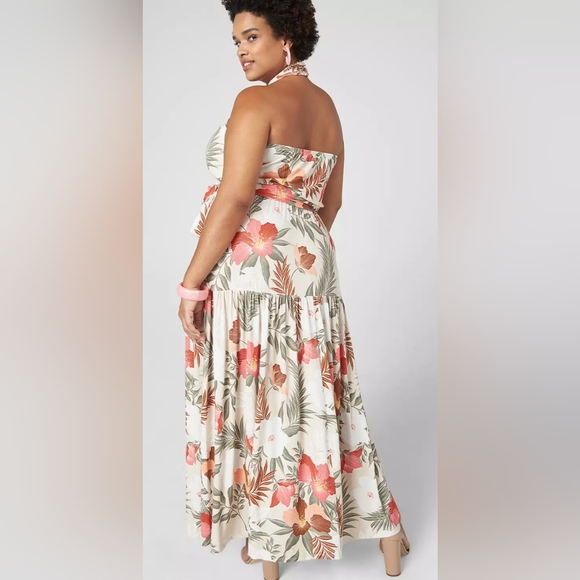 Lane Bryant Cross-Front Halter Bali Tropic Tiered Floral Maxi Dress Size 22/24 - Picture 2 of 6